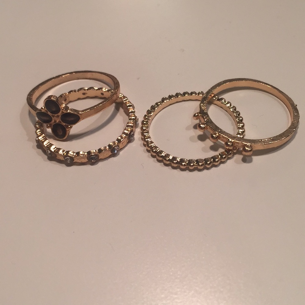 4 fashion gold stacking rings - larger sizes